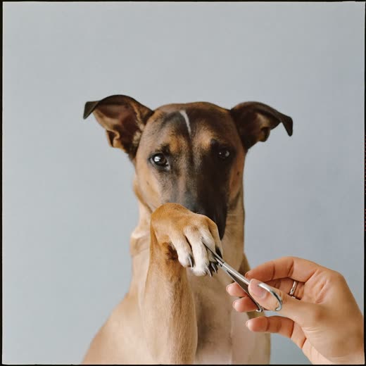 A dog's paw held while its nails are trimmed